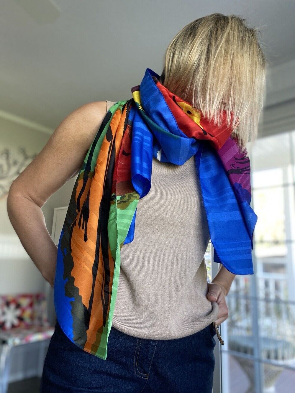 Vintage scarf Decorative 2 PARROTS 46.5x62